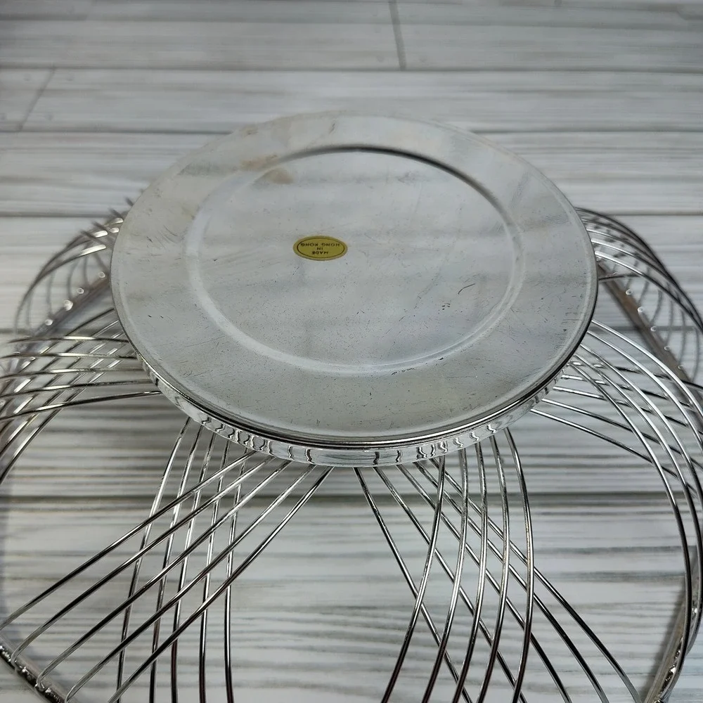 Vintage‎ MCM Silver Plated Bread Fruit Basket Beautiful Silver Plated Wire